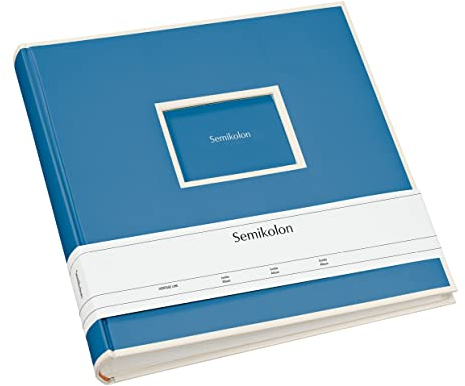 Semikolon 364058 Jumbo Album - 30x30 cm, 100 Seiten cremefarben, für 10x15 Fotos, mit Pergaminpapier - azzurro hell-blau