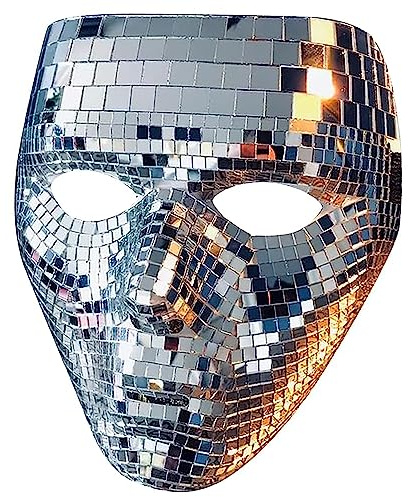 LIANGLIDE Disco Ball Glitzer Maske Halloween Gesichtsbedeckung Festival Maskerade für DJ Bühne Bar Party - Unisex-Erwachsene