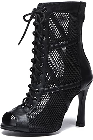 MINITOO Sandalo Ballo Latini Donna Bianche con Tacco Parties Serata Stivali L545 Nero EU 42