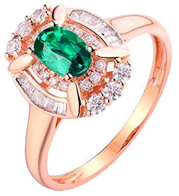 Anelli Coppia Fidanzati, 0.5ct Smeraldo Anello Oro Rosa 18 Carati Diamante Anelli di San Valentino 22