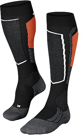 FALKE Damen Skisocken SK2 Intermediate W KH Wolle Funktionsmaterial warm dick 1 Paar, Schwarz (Black 3008), 39-40
