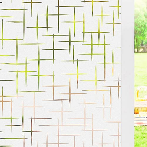 Cinbee Fensterfolie Selbsthaftend Blickdicht 40x200 cm, Milchglasfolie Selbstklebend Fenster, Sichtschutzfolie Fenster Motive, Scheibenfolie Milchglas Muster