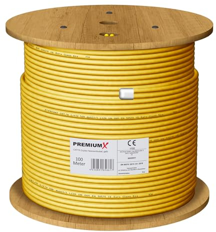 Premium X 100m CAT 7A Netzwerkkabel Duplex LAN-Kabel Verlegekabel Ethernet Kupfer Datenkabel AWG 23 S/FTP PiMF PoE Eca Cat7A 1200 MHz Installationskabel Halogenfrei