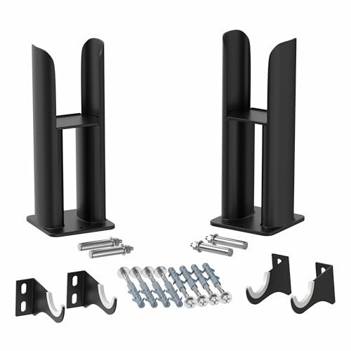 DuraTherm® Floor Mounting Radiator Leg Kit Feet Freestanding Supports for Double Oval Tube Radiators, Matt Black