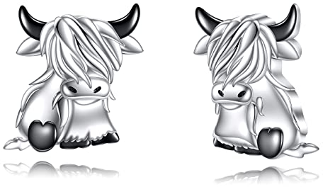 Hochland Kuh Ohrringe Sterling Silber Schottische Hochlandkuh Ohrstecker Ohrringe Highland Bull Tier Schmuck Geschenke für Damen