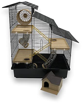 ZooPaul Hamsterkäfig XXL mit Zubehör schwarz beige Maus Nager Käfig Burg Treppe Tunnelsystem