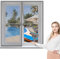 Fliegengitter Fenster 85 x 130 cm, Insektenschutz Selbstklebendes Fliegengitter für Fenster, Auto Schließen Faltbar für Alle Arten von Fenstern, Grau