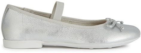 Geox JR PLIE' D Ballet Flat, Silver, 32 EU