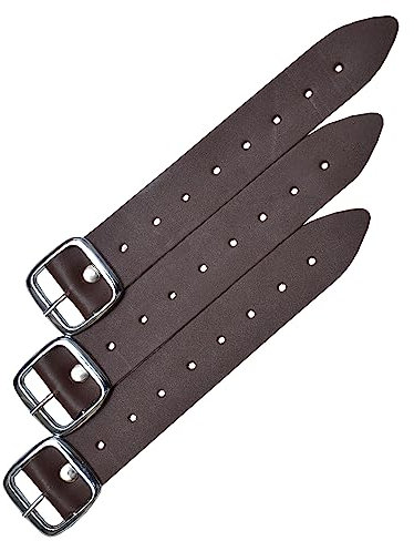 Herren-Kiltgurt mit Schnalle, Verlängerung, schwarze Lederriemen, 3,2 cm breit, 20,3 cm lang, 3er-Set – Verlängerung – Herren-Kilts-Riemen, Braun, Braune Oberfläche