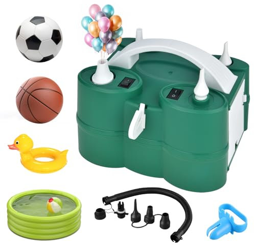 Inflador Electrico, Elektrische Pumpe Bola Infladora de Doble Boquilla Portátil con 5 Boquillas, Hinchador Electrico de Alta Potencia AC 240 V 600 W para Colchones de Cama de Aire Juguetes de Playa