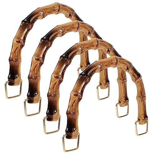 Manici per Borse in Bambu, 4 Pezzi Manici Ricambio Bamboo Forma di U per Realizzazione di Borse Uncinetto Artigianale Fai da Te