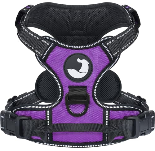Joytale Hundegeschirr mittelgroße Hunde, reflektierendes Geschirr Hund,luftdurchlässige Hundegeschirr, verstellbares Brustgeschirr mit Griff beim Führen und Training, Lila, M