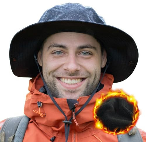 TOPEX XL/XXL Unisex wasserdichte Outdoor Hut Herren Wintermützen Warmes Fleecefutter UV-Schutz Sonnenhüte mit breiter Krempe Safari-Hut Angeln Wandern Boonie-Hüte 94600_Grau M/L