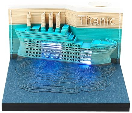 3D-Notizblock, 3D-Notizblock, Kalender 2025, Abreißkalender, Skulptur, 3D-Kunstkalender mit LED-Lichtern, 3D-Notizblock, DIY-Papierschnitzerei, Kunstblöcke, Desktop-Dekoration, Hausskulptur, Geschenk