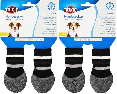 TRIXIE 19523 Hundesocken, Anti-Rutsch, M–L, 2 St., schwarz (Packung mit 2)