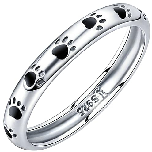 PACKOVE Ringe Mit Pfoten Druck Herrenringe Silberring Für Silber Für Moderinge Paare Klingeln S925 Silber Hundepfote Fräulein Haustier