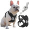 Pawaboo Hundegeschirr mit Hundeleine Set, X-Rahmen Verstellbares Anti Zug Anti-Erstickung Hund Brustgeschirr für Kleine, Mittelgroße Hunde & Welpen, Atmungsaktive Hundeweste mit Leine (L, Schwarz)