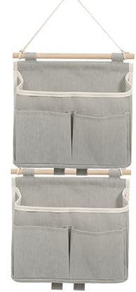 croselyu Sac à suspendre combiné en tissu pour dortoir - Sac de rangement pour salle de bain - Sac à suspendre derrière la porte - Sac de rangement mural - Organiseur de chevet (gris, 2 pièces)