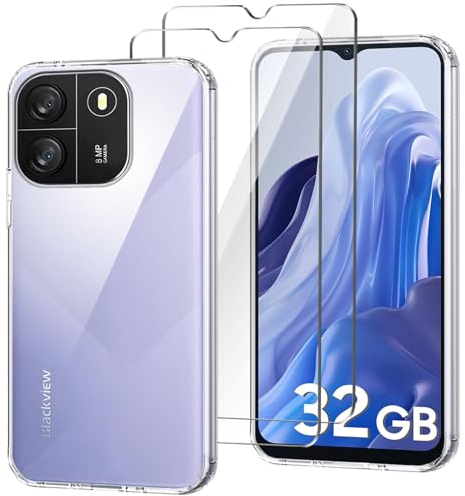 HuiYouMY Handyhülle Kompatibel mit Blackview Wave 6C/Blackview Oscal Flat 1C Hülle + 2 Stück Gehärtetes Glas Schutzfolie, Weich Transparent Schutzhülle, Starker Schutz Silikon Case TPU Cover - Clear
