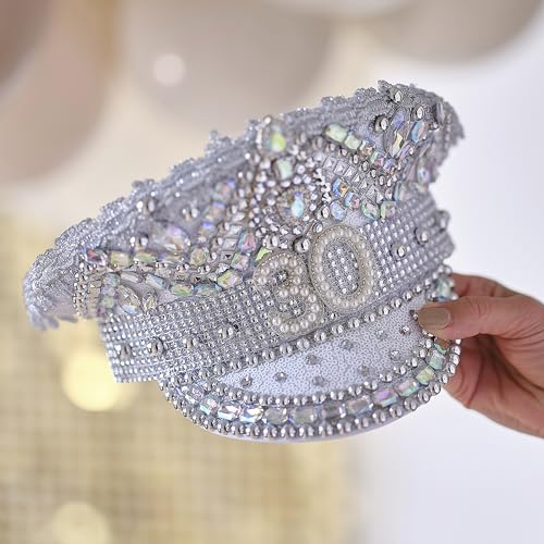 Ginger Ray 30th Birthday Silver Embellished Sequin Hat Milestone Party Wearable Accessory