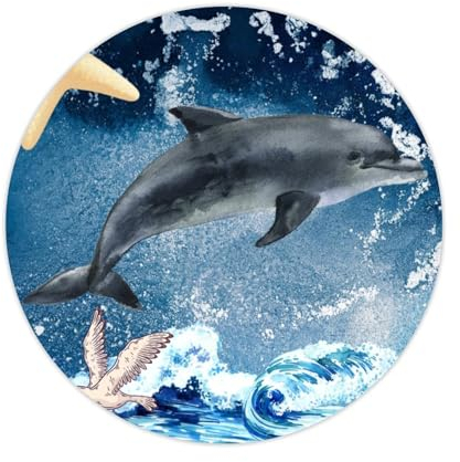 Zyadsinoudor Delfin- und Seestern-Vinyl-Aufkleber, Ozean, Meeresleben, zum Abziehen und Aufkleben, mediterraner Stil, Vinyl-Aufkleber für Laptop, Wasserflasche, 10,2 cm, 50 Stück