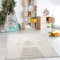 payé Teppich Kinderzimmer 120x160cm - Pastell Beige Creme - Kurzflor Spielteppich mit niedlichem Bär Motiv