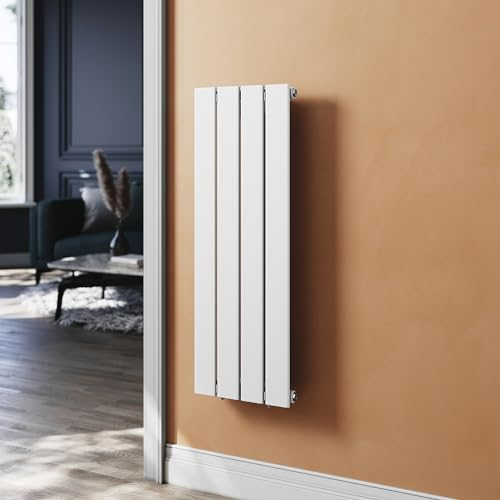 SUNXURY Radiatore piatto bianco 900 x 311 mm radiatore per bagno piccolo verticale monostrato radiatore radiatore per bagno con attacco centrale
