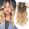 S-noilite Hair Toppers für Frauen,Toupet Toppers Haarverlängerung Haarteile Perücken mit Fransen,Haartopper Basis 15x15cm, Clip in Synthetischen Haarteile, Gewellt 45cm 175g Braun Gemischt Goldblond