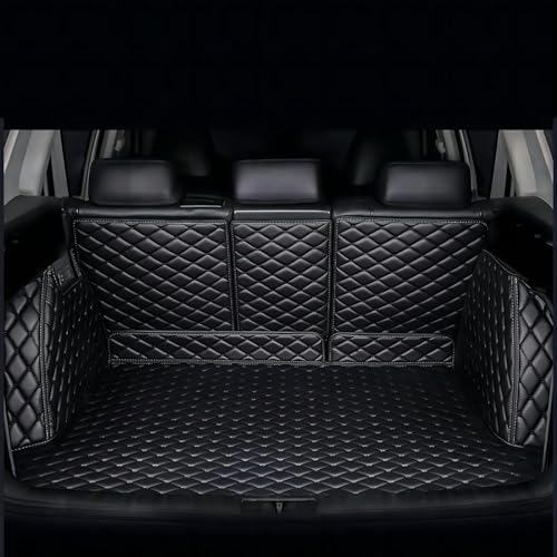 Cherry66 Kofferraum Schutzmatte für VW Tiguan II Allspace 7-seat 2017-2024, Vollabdeckung Leder Kofferraumwanne wasserdichte rutschfeste Schutzfrachtmatte, Auto Zubehör,A