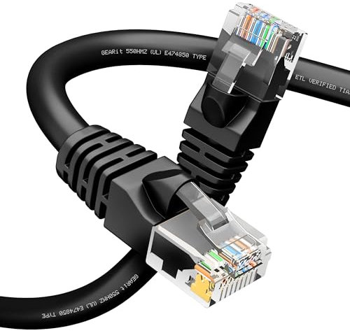 GearIT Cat 6 Ethernet Cable (1-Pack 75 Feet) Cat6 Network Patch, 10Gbps, RJ45, Snagless Cord, Gold-Plated Connectors, Internet for PC, TV, Tablet, Router, Printer, Servers, IT Data Center - Black