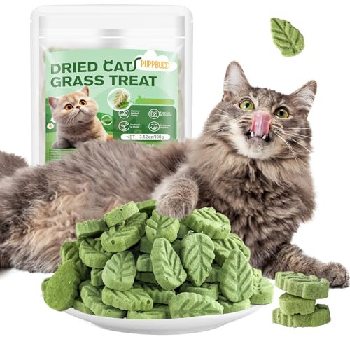 Bastoncini di Erba for Gatti, 100g Snack per Gatti Erba da Gatto, Giocattolo Dentale per Gatto, Liofilizzato con Erba Gatta per la Pulizia dei Denti