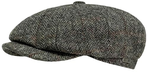 WEROR Schiebermütze Herren – Flatcap Schirmmütze Herrenmütze mit Schirm – Fischgrät Mütze mit Steppfutter - 100% Wolle - Herbst/Winter – WEROR-434.1 (62, Moos)
