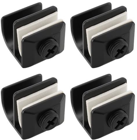 LT Easiyl 4pcs Glass Door Handle Zinc Alloy Non Drilling Glass Display Cabinet Clamp Handle for 3-5mm Thickness Showcase Glass Cabinets Kitchen Bathroom Cabinets Handle Black