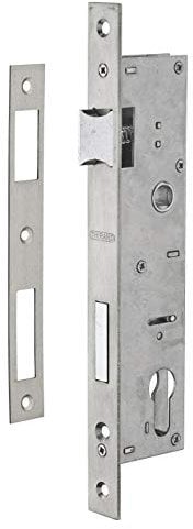 THIRARD - Boîtier de Serrure Encastrable à Cylindre pour Menuiserie Métallique - Axe 30 mm - L45 - Bouts Carrés - Têtière Inox - Coffre Acier - Demi-Tour Réversible - Gris