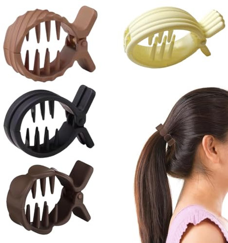 EIR 4 Pinzas Horquillas para Coleta de Caballo,Pinzas pelo Mujer,Pinza Pelo Coleta Alta Accesorios Pelo Mujer Antideslizante Pinzas para el Pelo,Pinzas de Pelo,Accesorios de Moda para el Cabello