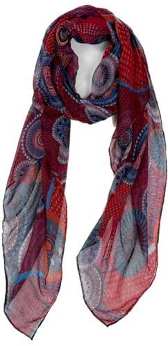 Van Der Rich ® - Tücher Schal Dessin Blumen Größe: 180cm*80cm - Damen (23-Rot, TU)