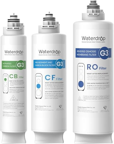 Waterdrop Filtro di Ricambio G3, per 𝐖𝐃-𝐆𝟑-𝐖 𝟒𝟎𝟎𝐆𝐏𝐃 Sistema ad Osmosi Inversa, Confezione con 1 Filtro WD-G3-CF, 1 Filtro WD-G3-CB e 1 Filtro WD-G3-RO
