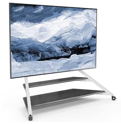 CMYCYDDPLY Rolling TV Stand, Mobile TV Carts, Portable Tv Stand on Wheels, Height Adjustable TV Stands, for 75-100 Inch TV(White)