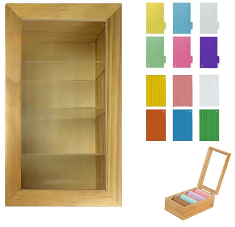 DZHPSRSZ Rezeptbox aus Holz für 10,2 x 15,2 cm große Karten – Karteikarten-Organizer mit Trennwänden, Karteikasten für Küche, Büro – für bis zu 1200 Karten