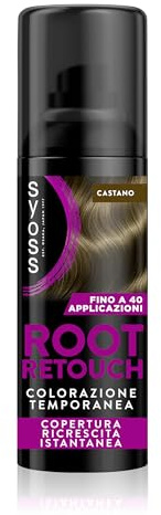 Syoss Root Retouch Colorazione Temporanea Spray Castano 120ml, Ritocco capelli bianchi e ricrescita capelli resistente a pioggia e sudore, Fino a 40 applicazioni