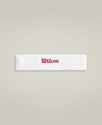 Wilson Terry Logo Headband, With Moisture-Wicking Technology, Sweat-Resistant, Made from Quick-Dry Fabric, Colour: Bright White/Infrared, Size: One Size