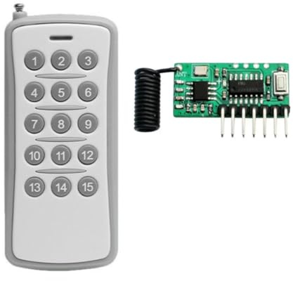 Koolenry 15-Key 433MHz Remote Control UHF Wireless Data Transmission Module with 15-Key Remote Control