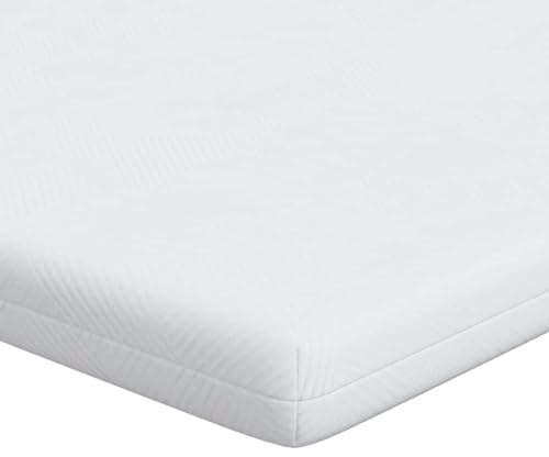 vidaXL Mattress Topper 90 x 200 cm, White, 100% Polyester, Jacquard Fabric, Memory Foam, Matte Finish, for Interior, Easy to Care, Bedroom Accessory, Contemporary Comfort, No Assembly
