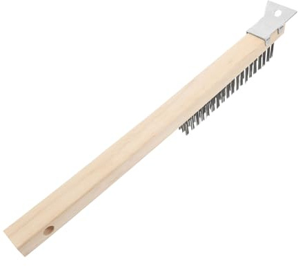 DOITOOL Holzbürste mit Drahtborsten für Reinigung von Schweißschlacken Stahlbürste mit Gebogenem Griff Farbschaber und Reinigungsschaber für Metallflächen