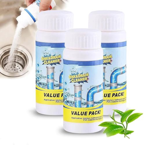 Abflussfrei, Value Pack Abflussreiniger, Effiziente Und Schnelle Reinigung, Geeignet Für Küchen, Badezimmer, Toiletten Und Balkone, Für Küche, Bad, Toilette & Balkon (3pcs)