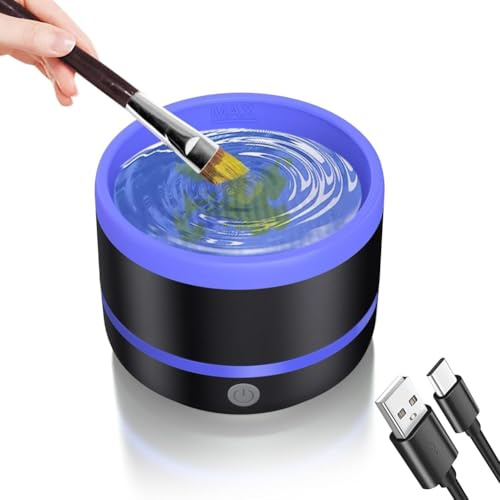 Hipzeepo Electric Paint Brush Cleaner Rinse Cup with 3 Mode,USB Artist Brush Cleaning Washer Rinser for Acrylic, Gouache Painting A