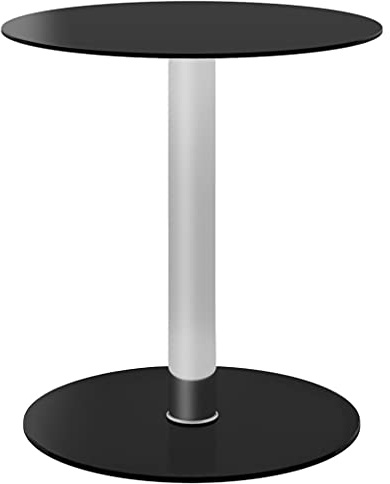 QUAHEAS Table basse noire en verre trempé - 40 cm de diamètre - Table d'appoint ronde pour salon - Table d'appoint stable avec structure en aluminium - Aspect moderne
