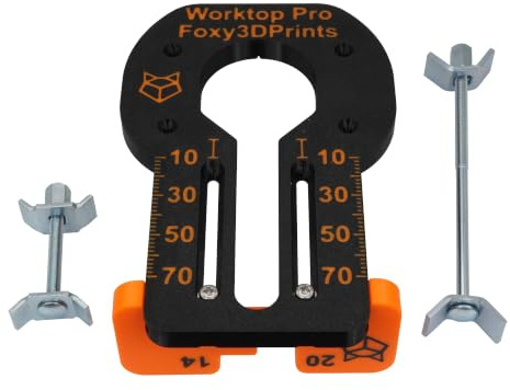 Foxy3DPrints Adjustable Worktop Bolt Jig Router Template - Kitchen Worktop Installation - 40-180mm Bolt Length