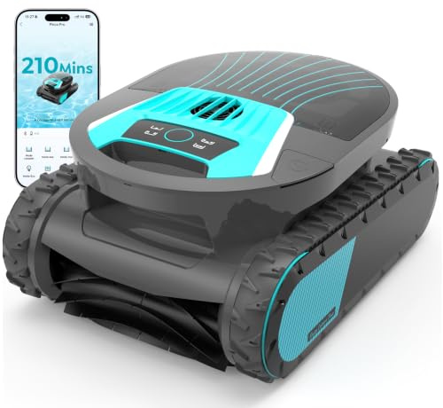 2026 Upgrade Pleco Pro Robot Piscina Fuori Terra, Fondo, Pareti e Linea dell'Acqua, Autonomia 210 Min, Linea d'Acqua, 3 Motore, Doppio Filtro, 7 Modalità Gestione via App, per Piscine fino a 200 m²