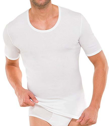 Schiesser 2 Stück (Doppelpack) Herren 1/2 Arm Unterhemd Feinripp - Weiß